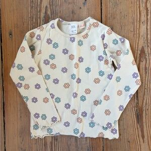 Zara Ribbed Floral Long Sleeve Shirt